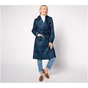 Thread Collective Trench Patterned Trench Coat Navy Plaid XL A621194